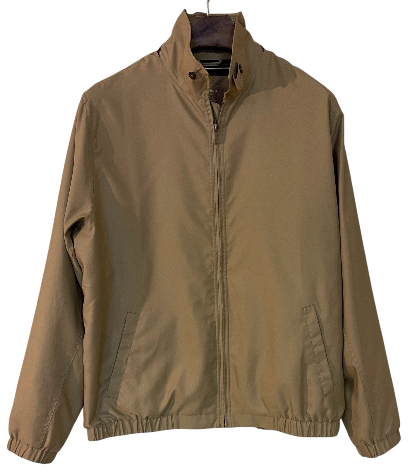 LL Bean Men Tan H2Off Full Zip Warm Up Jacket Plaid Flannel Lined Preppy XL Tall