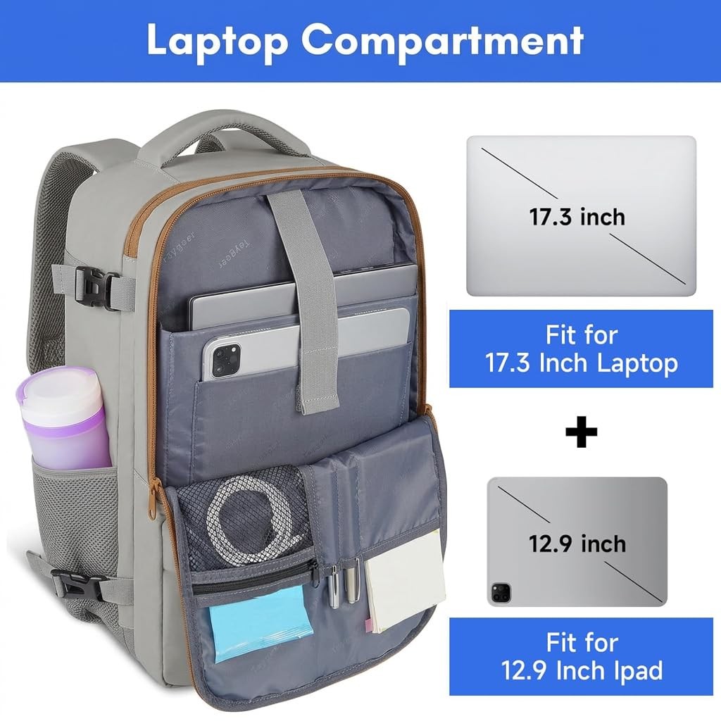 Carry On Travel Backpack for Men Women, 17.3″ Laptop Bag Flight Approved