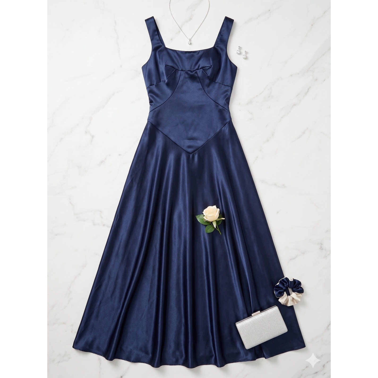Unbranded Formal Maxi Dress Womens Navy Blue NEW Lace Up Back Gown