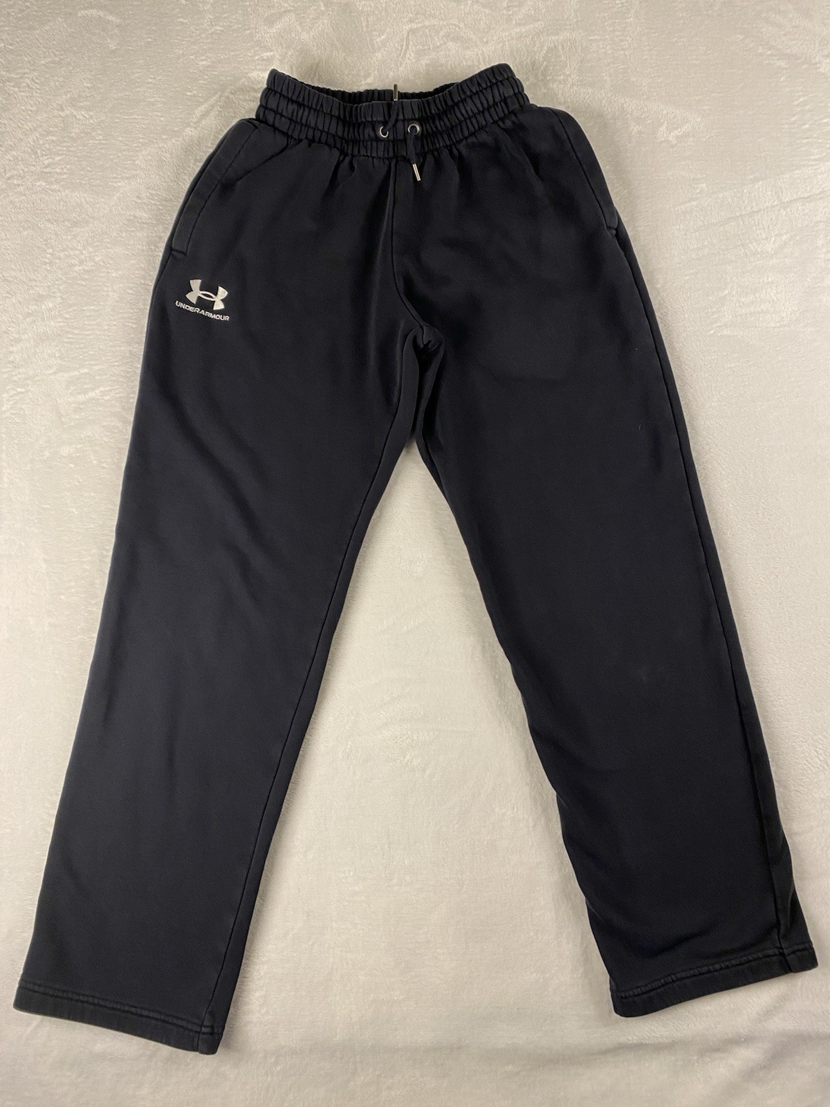 Under Armour Mens Black Fleece Sweatpants S No Cuff Baggy