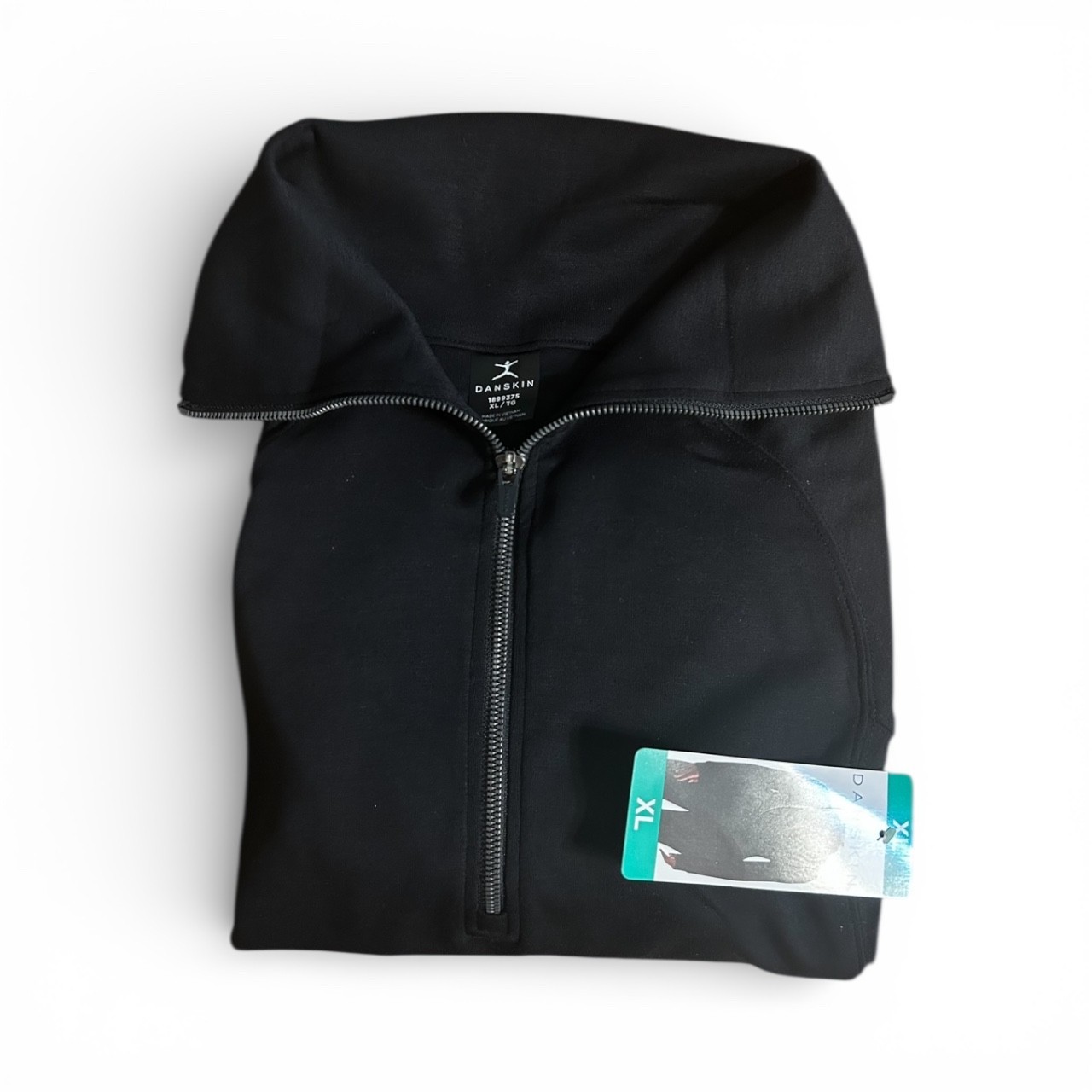 Danskin Women’s Luxe Half Zip Pullover Top Black Size XL