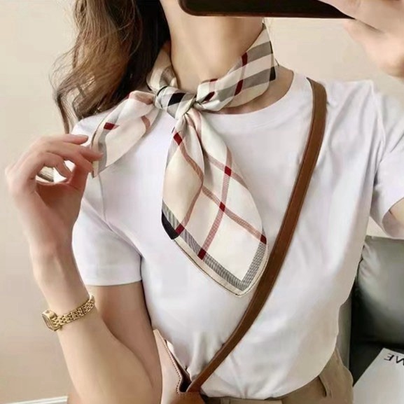 21″x21″Simple Square Print Pure Mulberry Satin Silk 12momme Scarf53X53cm6-2
