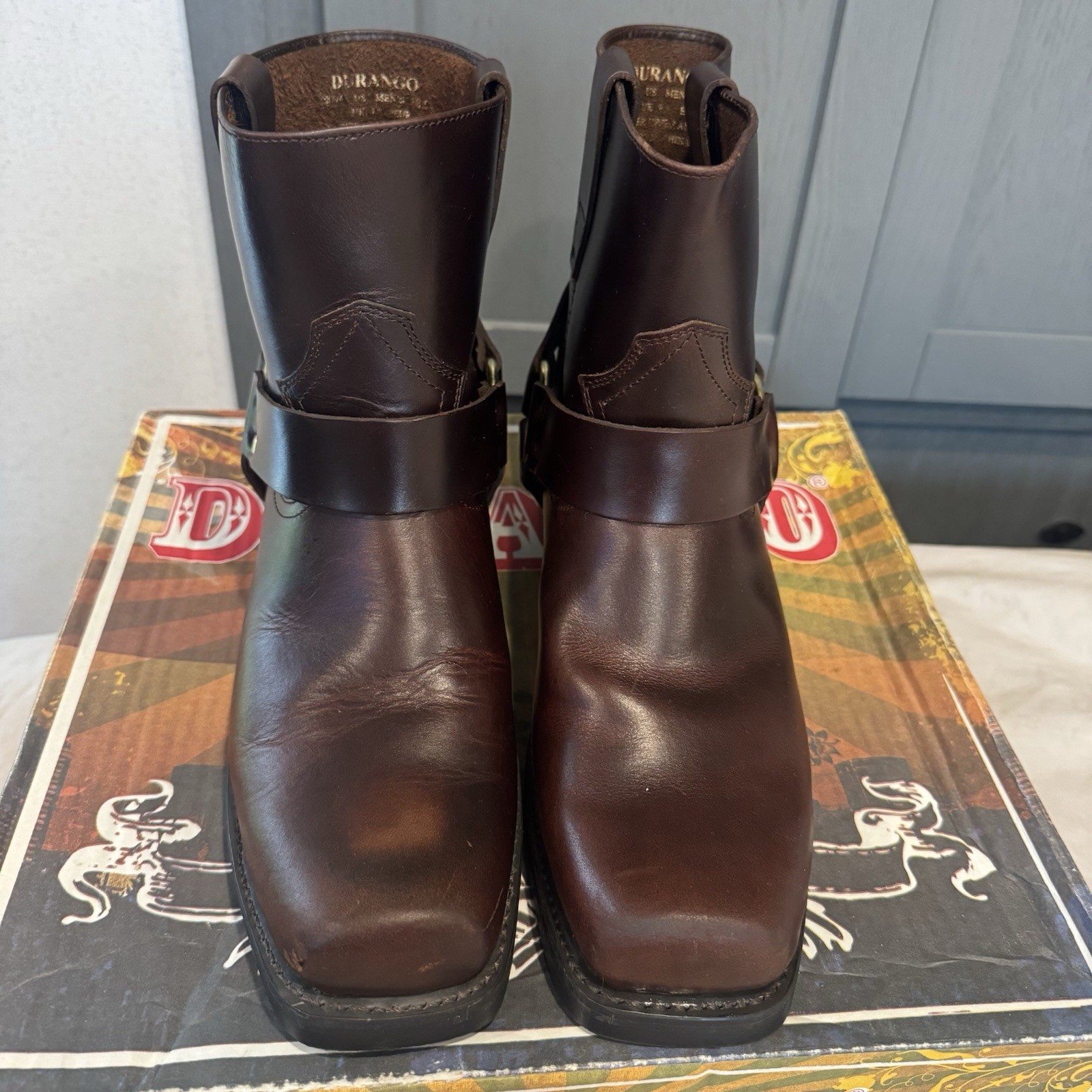 Durango Brown Seahorse Harness Boots DB714 Gold Hardware Men’s Size 10.5 D