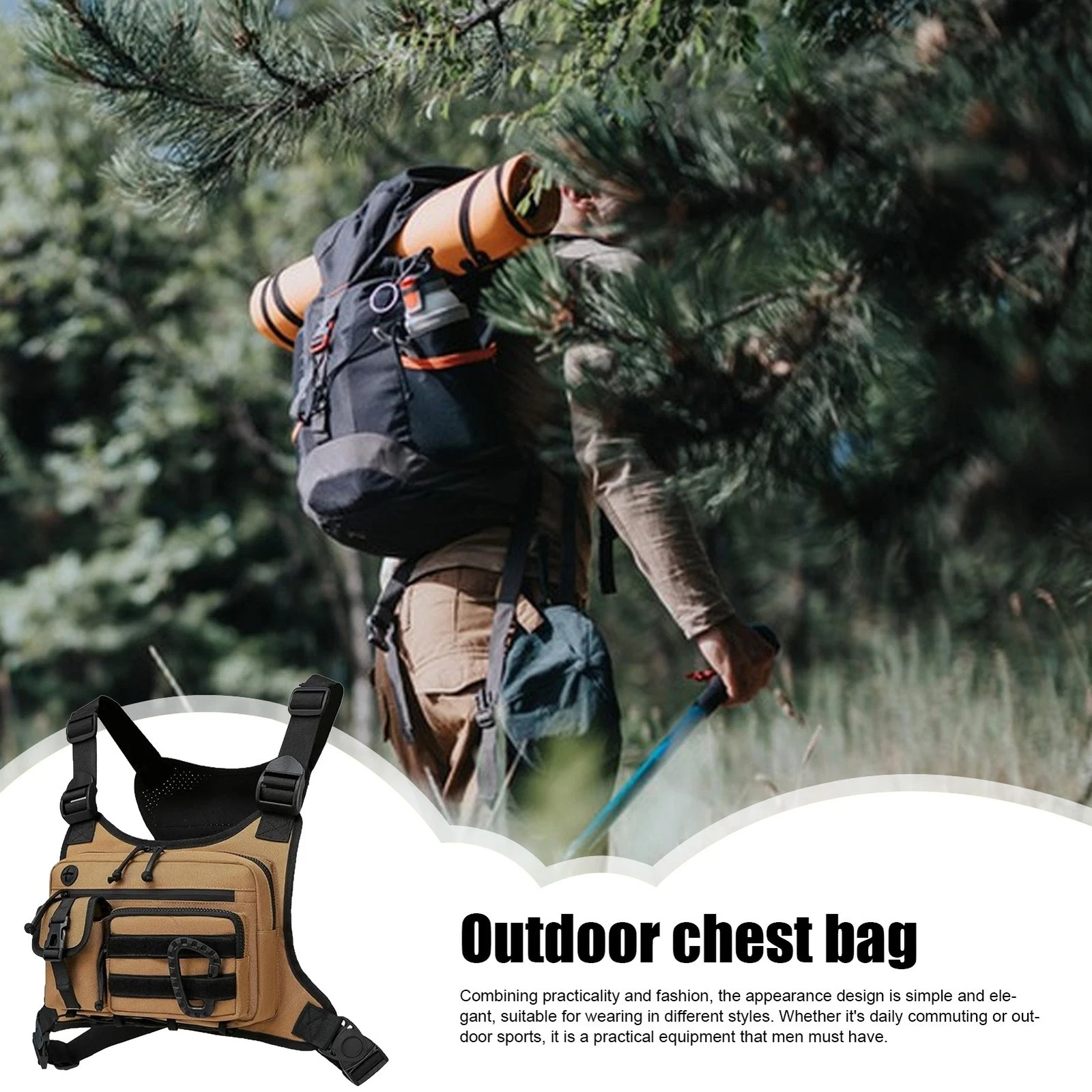 Sport Running Combat Chest Rig Bag Front Pouch Recon Kit Pack Protective Vest