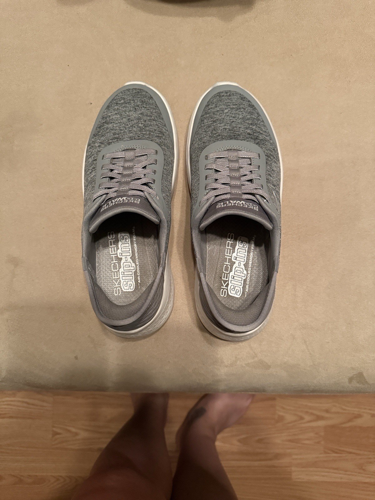 Skechers Classic Fit Air-Cooled Memory Foam Slip-On Shoes, Grey, Size 6.5