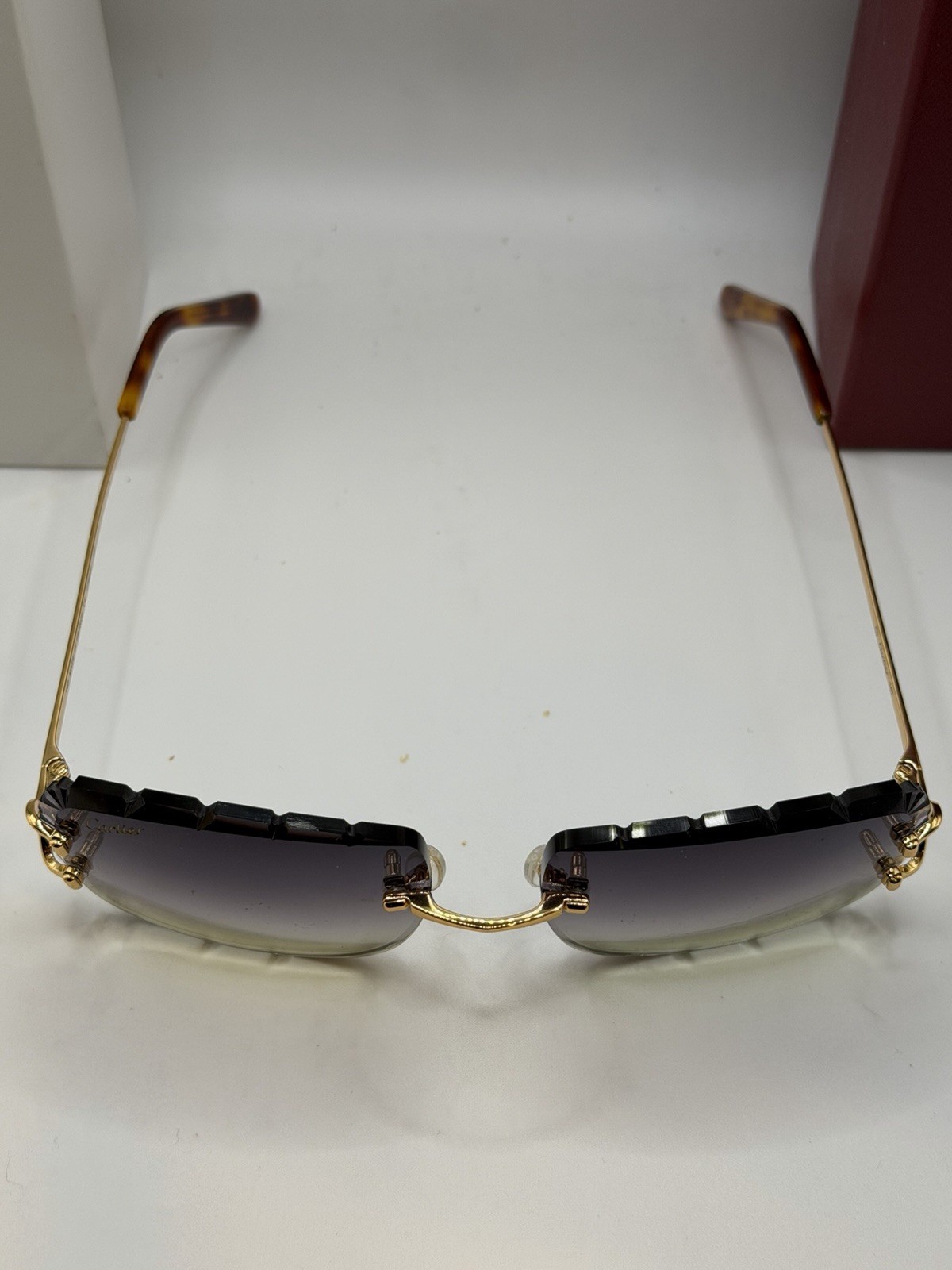 Cartier Rimless BIG C Diamond Cut Gradient Gray&Yellow Men’s Sunglasses CT00920