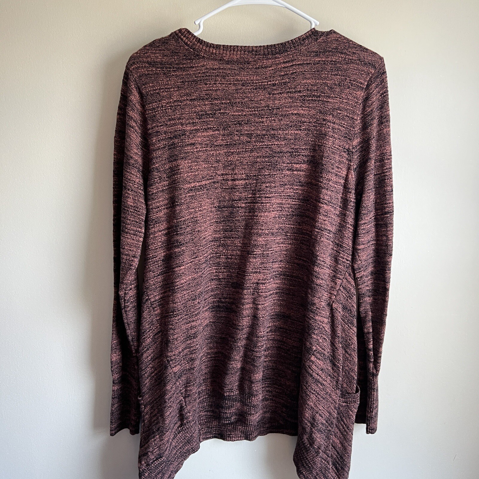 LOGO By Lori Goldstein Brown Orange Marled Cashmere Blend Tunic Sweater Medium