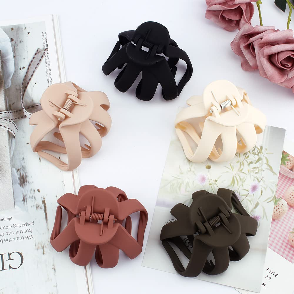 Hair Clips, 5Pcs Octopus Matte Hair Claws for Women, Large 3.15″ Hair Clips for