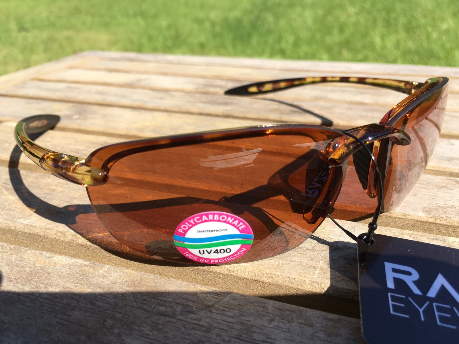 RAZE Eyewear Sunglasses Lyte tortoise shell brown frame Amber lens 10321