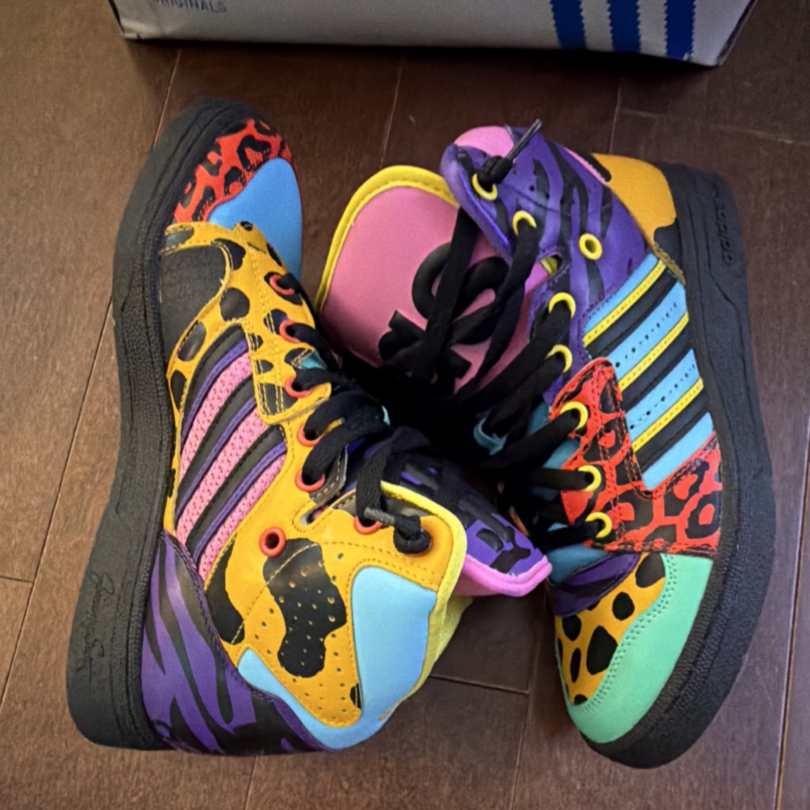 adidas Jeremy Scott Instinct High Top Sneakers Multicolor Animal Print Size 8
