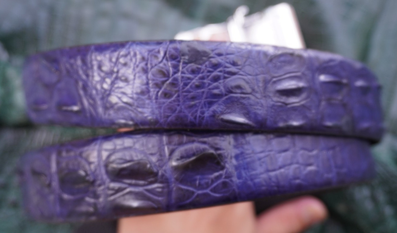 W 1.3 inch – Blue Real CROCODILE Hornback LEATHER Skin Men’s Belt #P35