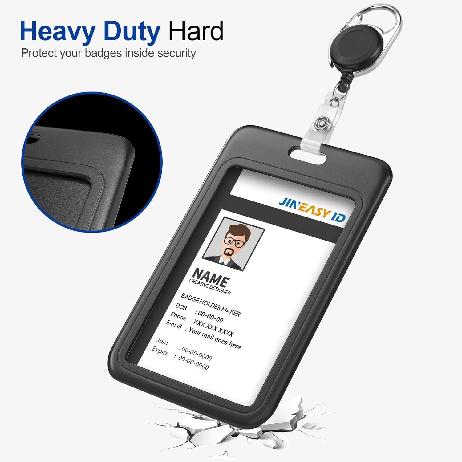 2pcs ID Badge Holder Vertical Card Holder Heavy Duty for Work Key Card Men Women