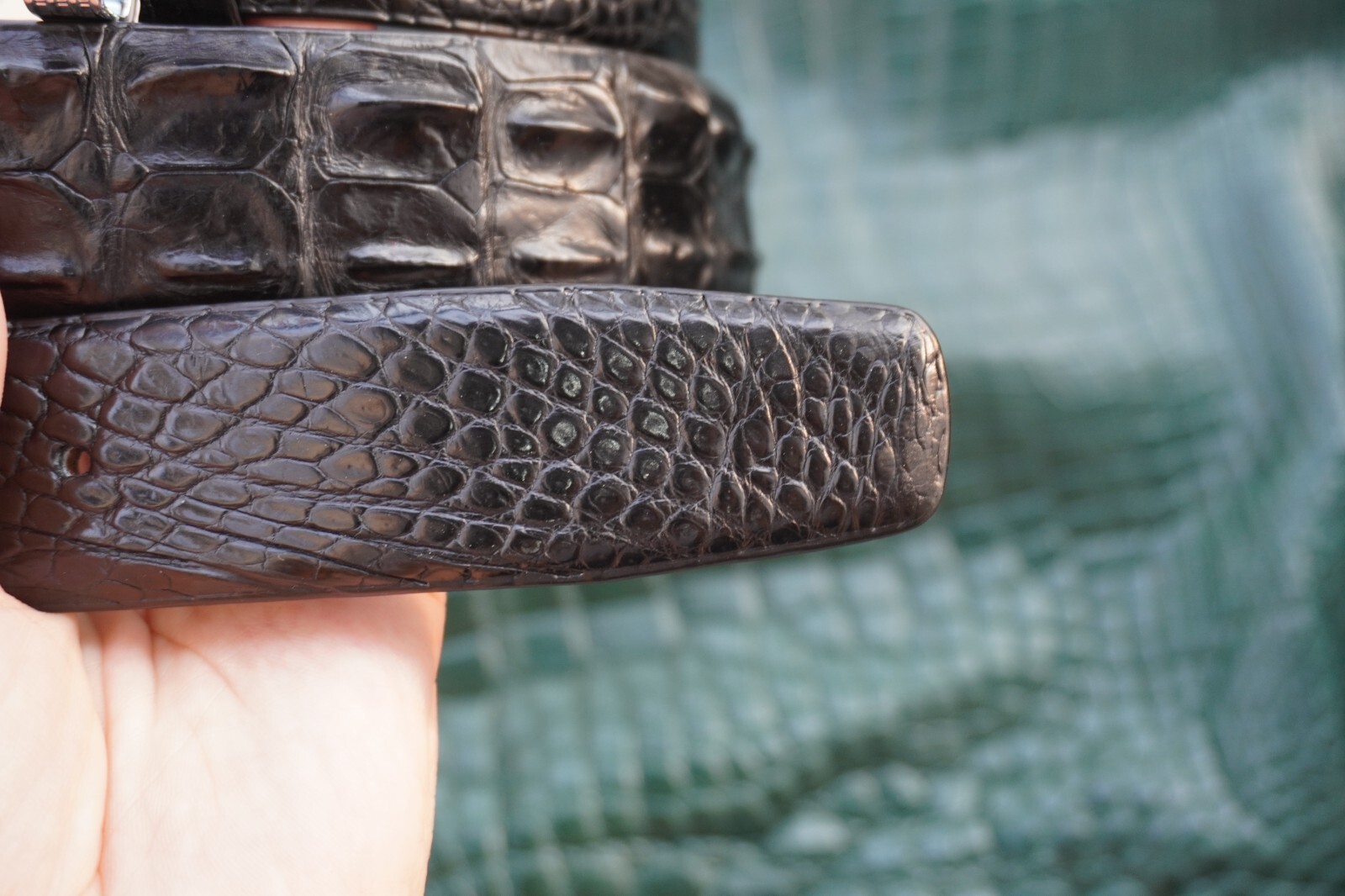 Luxury Black Alligator Crocodile Print Leather Men’s Belt -W 1.3 inch #G20