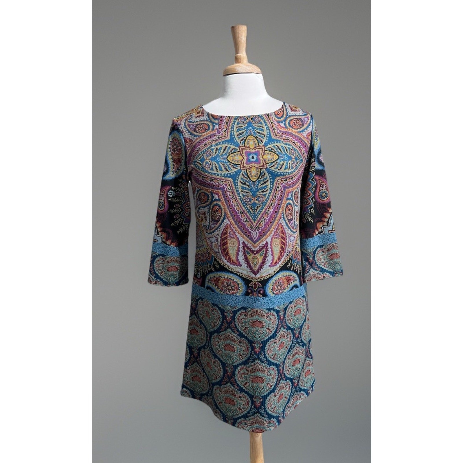Isle Melis Kozan Mosaic Artsy Boho Indie Print Mini Dress Whimsigoth Retro Small