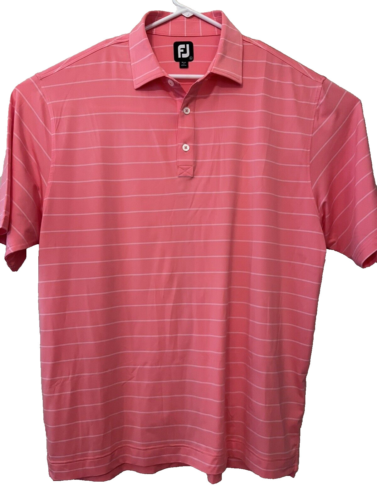 FootJoy FJ Salmon Pink White Stripe Golf Polo Short Sleeve XL Mens