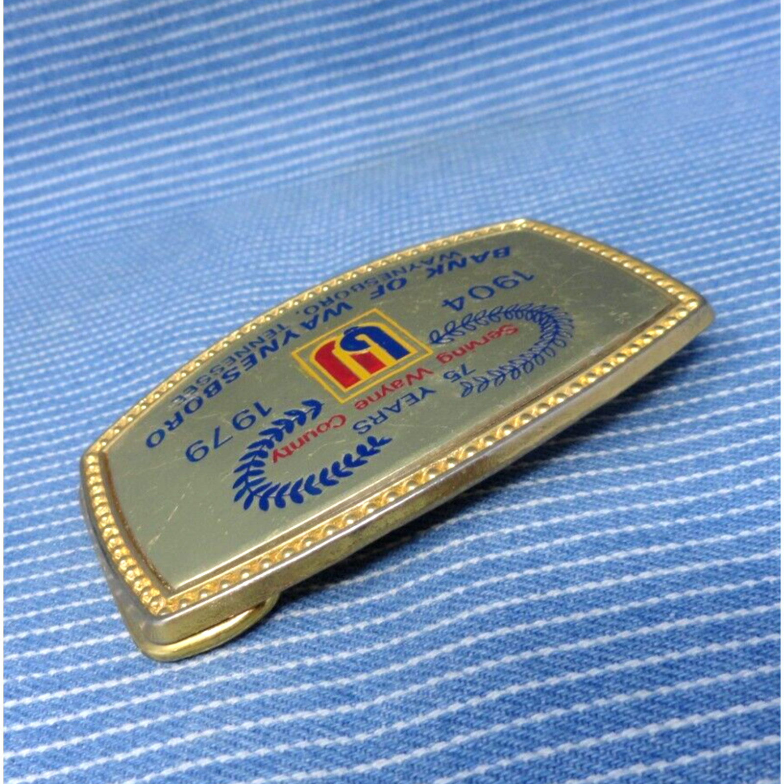 Bank Of Waynesboro Tennessee Belt Buckle 75 Years Wayne County Vtg 70s IN.TYC106