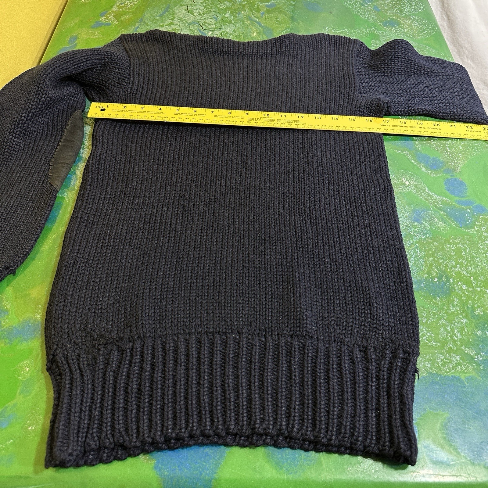 Vintage Bradley Knitwear All American Outdoor Navy Blue Sweater w/Elbow Patches