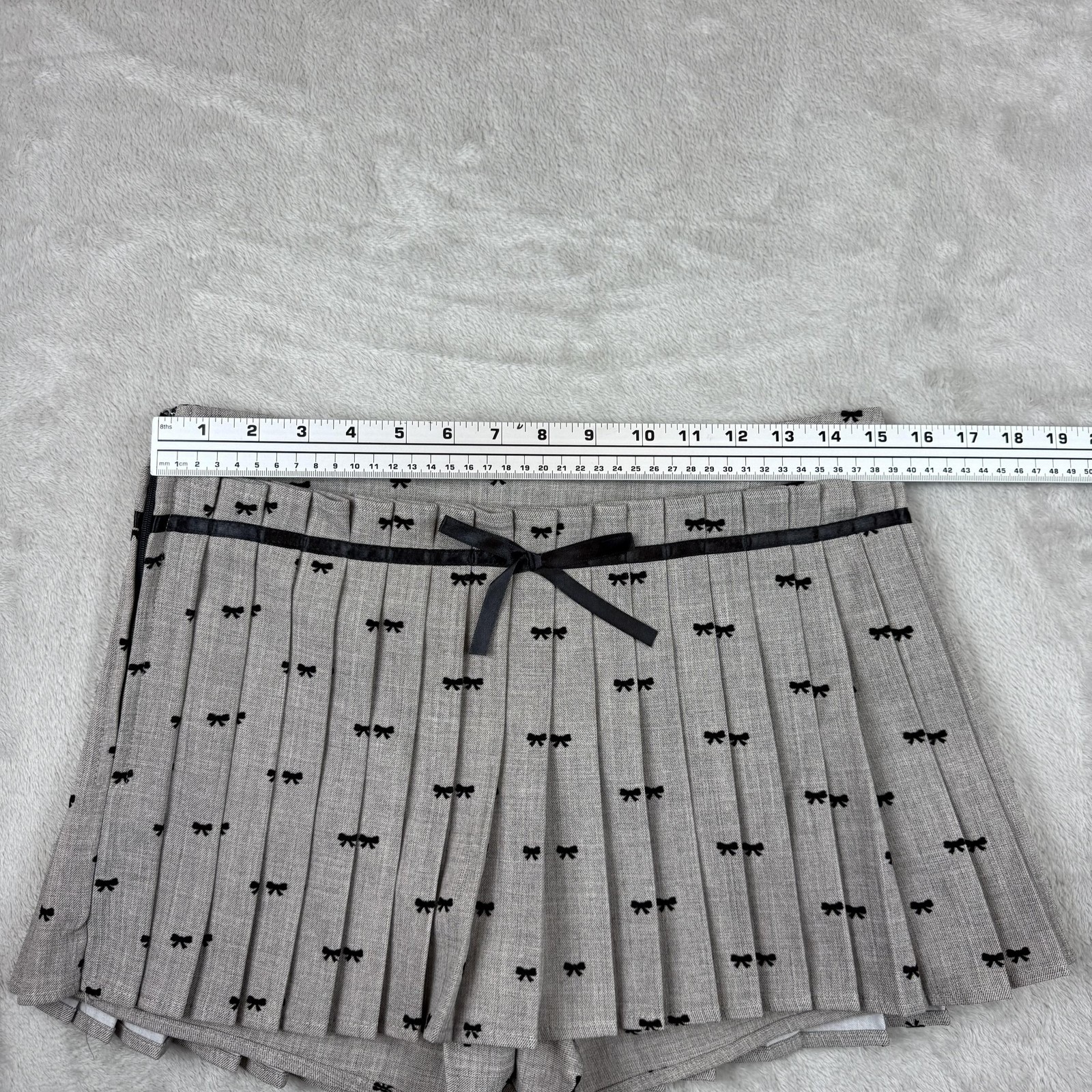 Hesperus Womens Pleated Bow Print Skort Gray Kawaii Skimmer CHP40596-1 Size M
