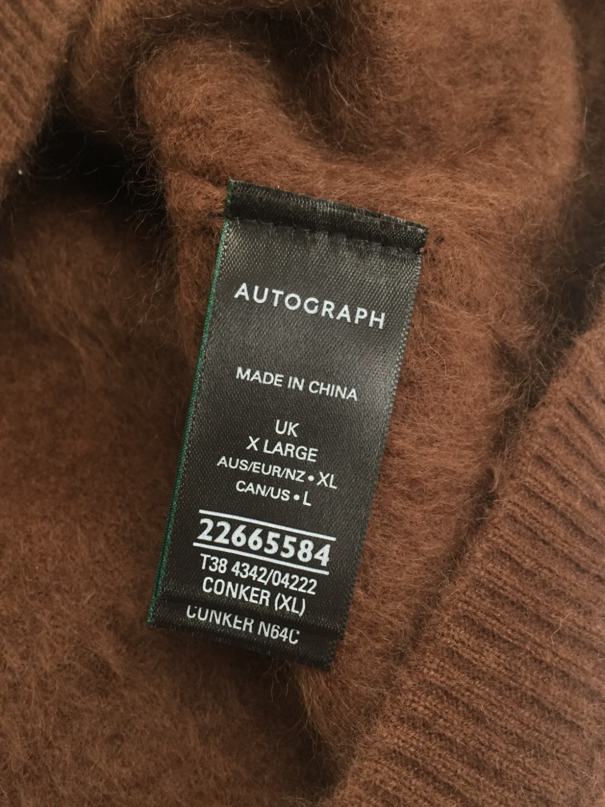 Autograph Women’s Jumper Size XL Conker Brown Knit With Cashmere S/Sleeve New
