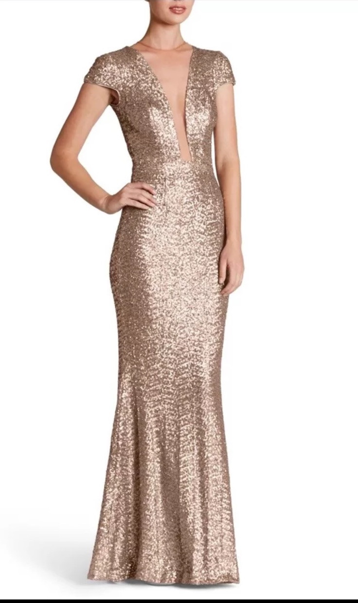 NEW! Dress The Population Michelle Sequin Gown Dress Anthropologie L Made In US