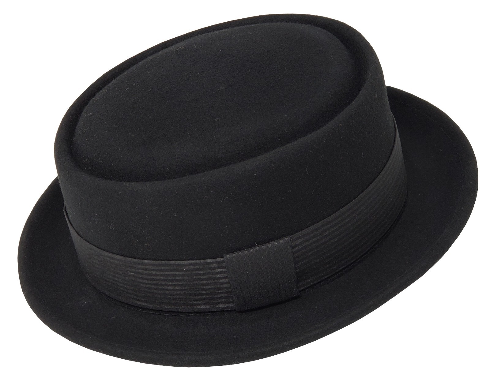 Different Touch 100% Wool Black Lined Band Flat Top Porkpie Pork Pie Hats
