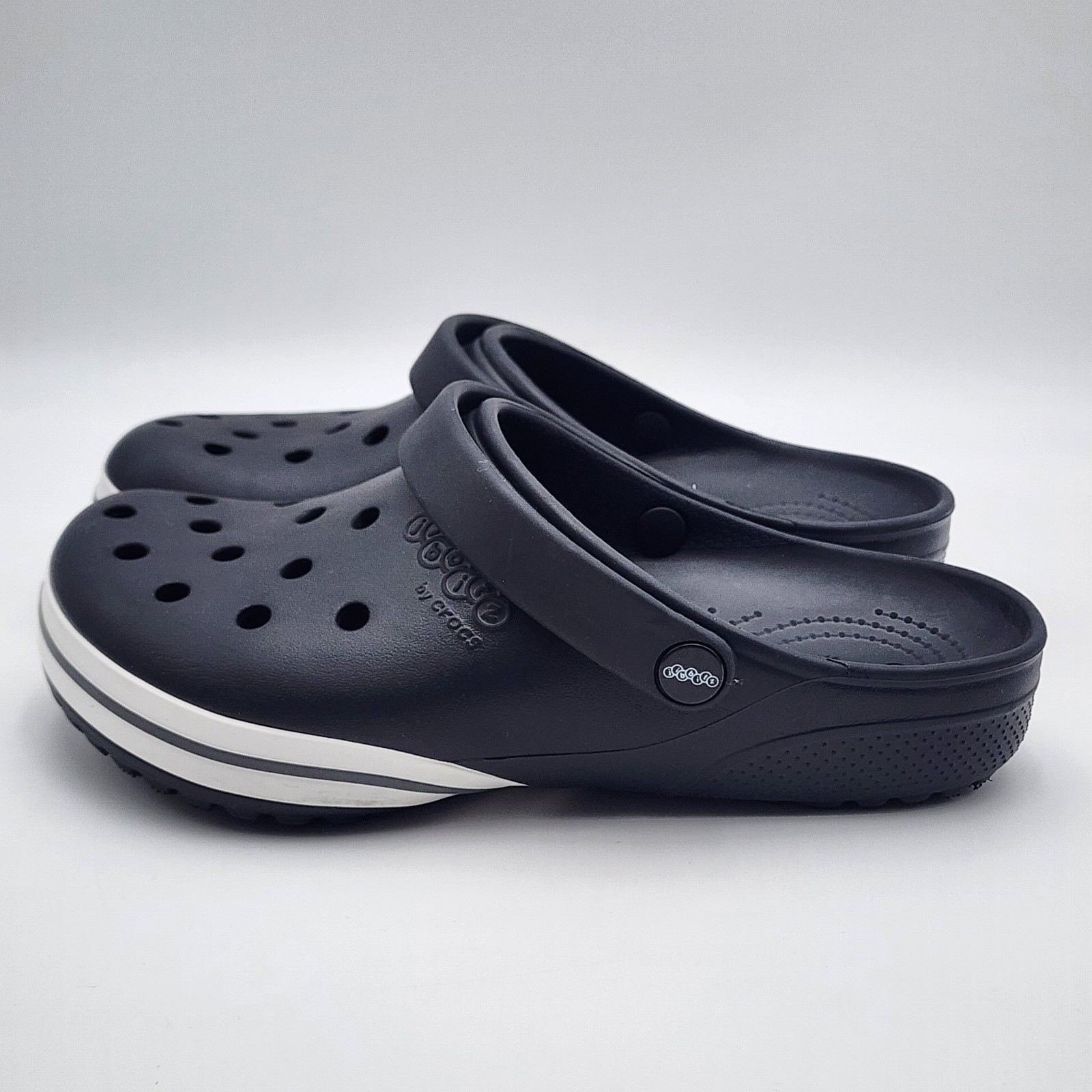 Jibbitz By Crocs Unisex Kilby Clogs Shoes Black White Slip On Perforated W 9 M 7