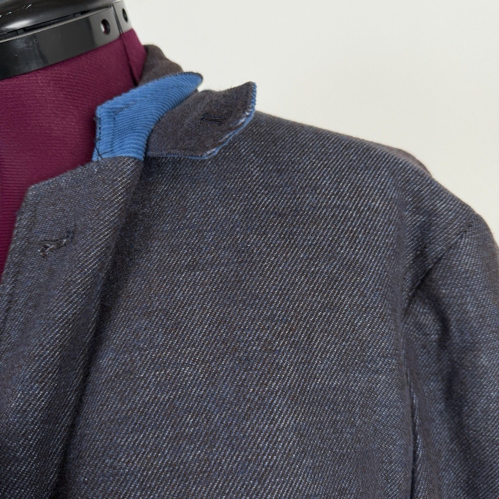 Kroon Linen Wool Unstructured Blue Blazer 44L Sport Coat Jacket Double Vented