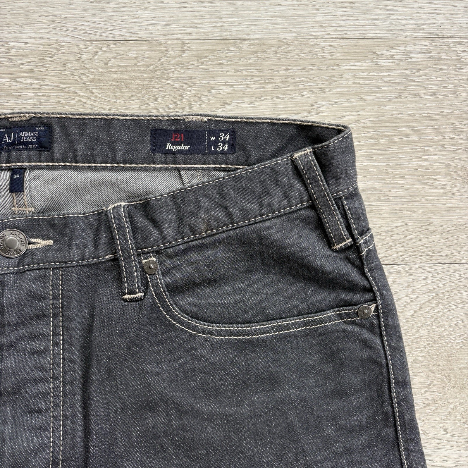 BNWT Emporio Armani Jeans J21 Regular Fit Stretch Denim W34 L34 Grey Mens