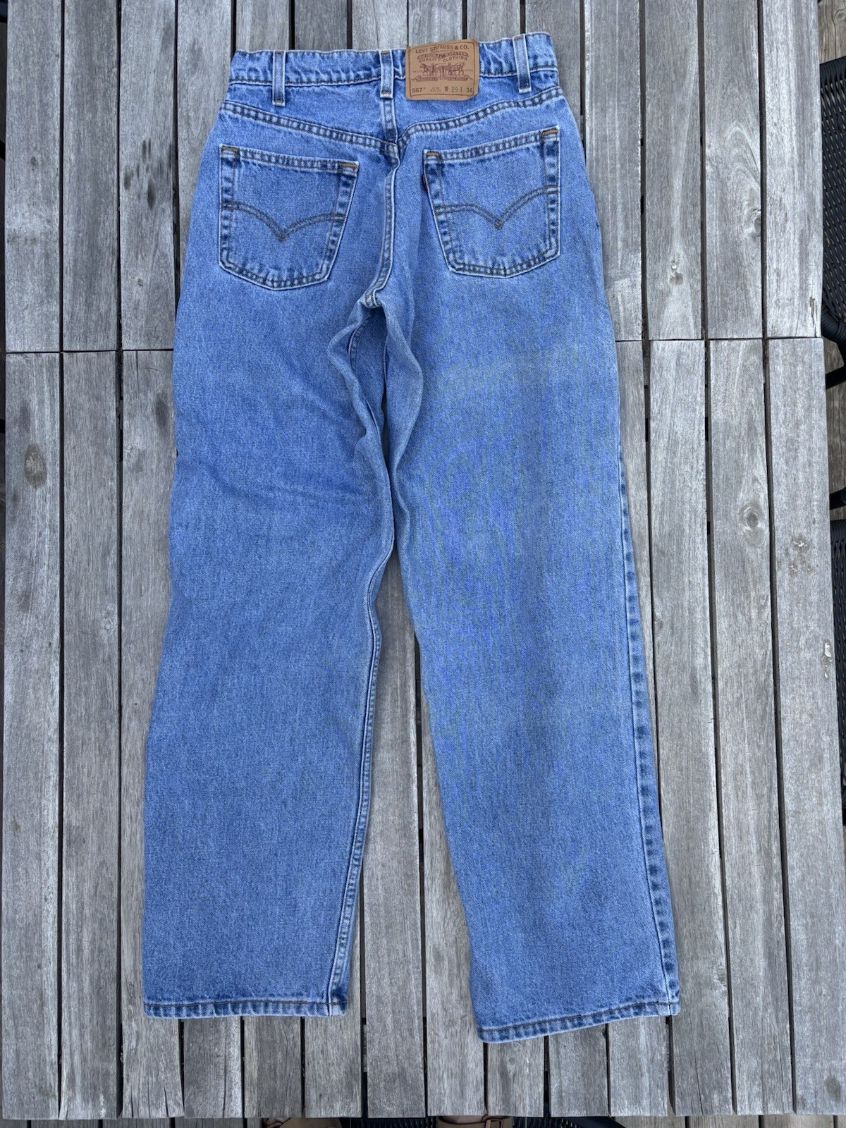 Levi’s 567 Men’s Loose Fit Extra Wide Leg Blue Denim Jeans 90s 5-Pocket