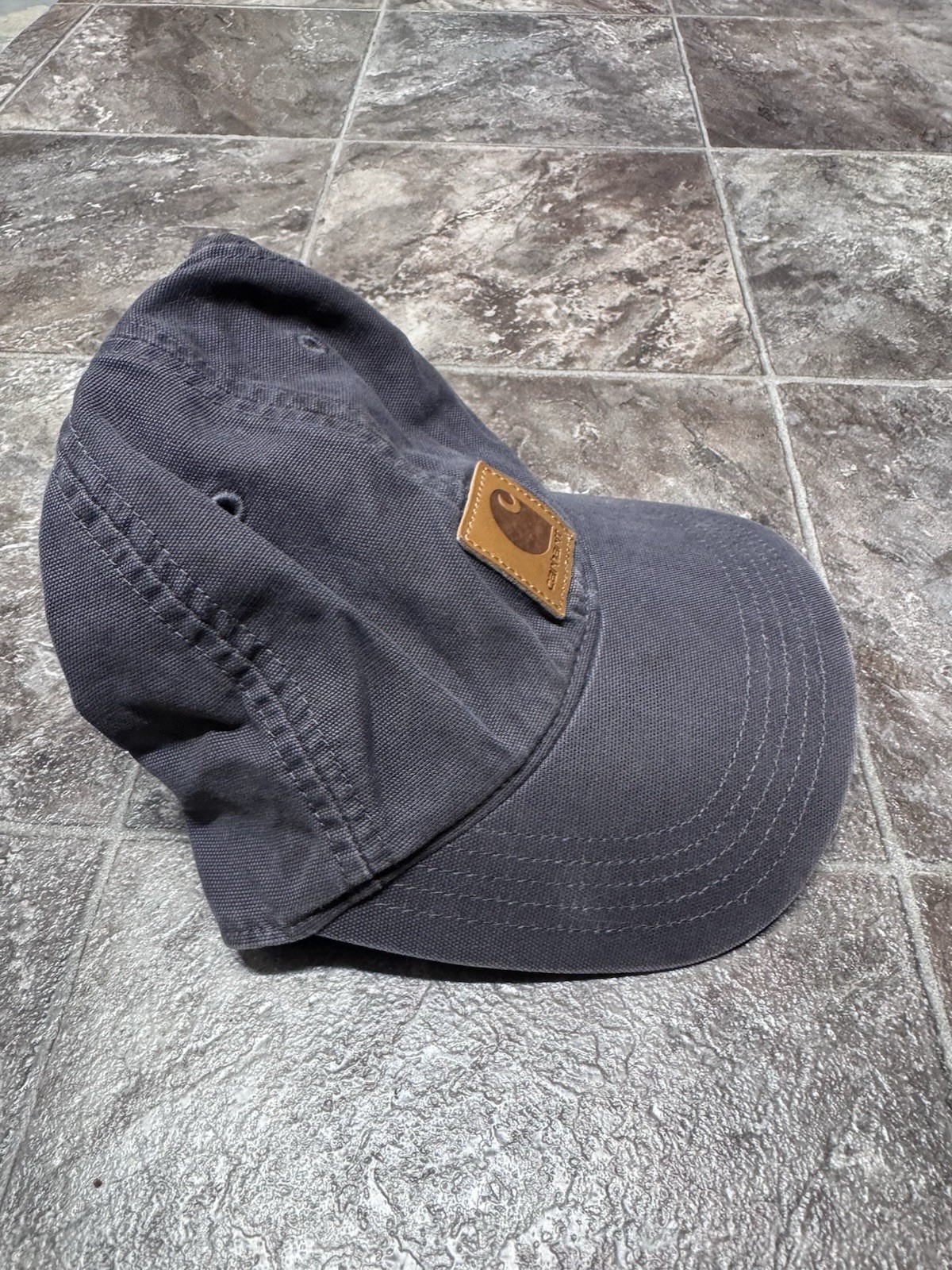 Carhartt Odessa Hat 100141 Faded Black Grey Leather Patch Canvas Strapback Cap