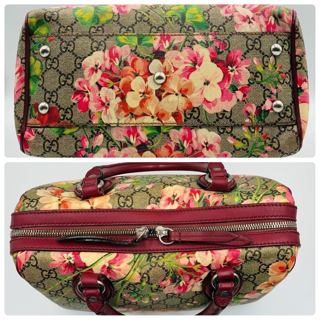Authentic Gucci Blooms 2Way Handbag small boston PVC Floral Shoulder red