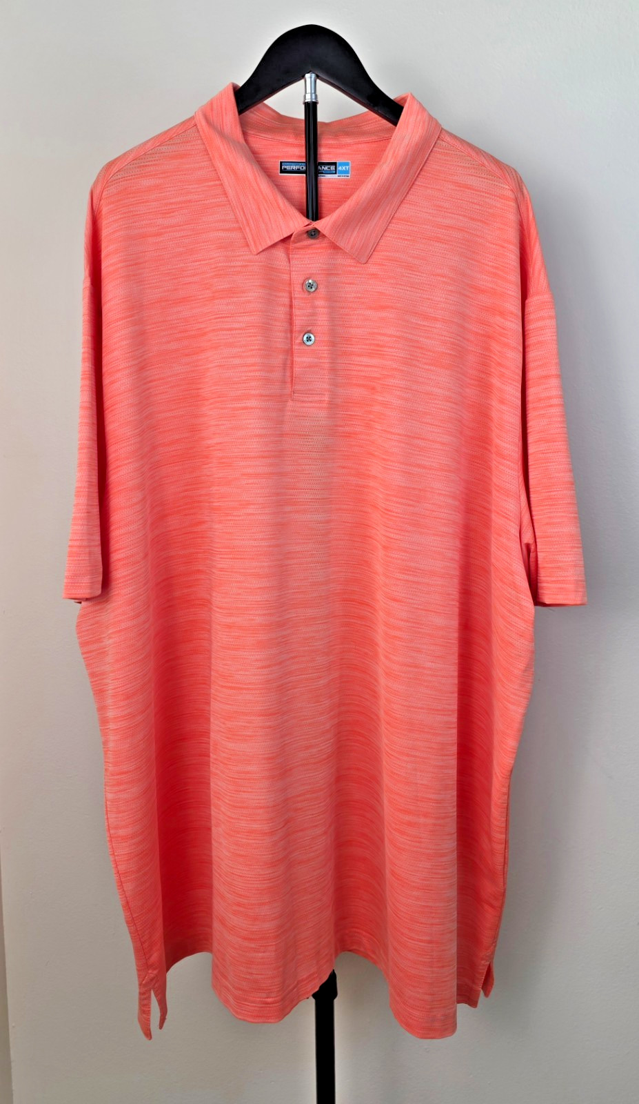 Men’s ROUNDTREE & YORKE Orange Performance Short-Sleeve Collared Shirt 4XT