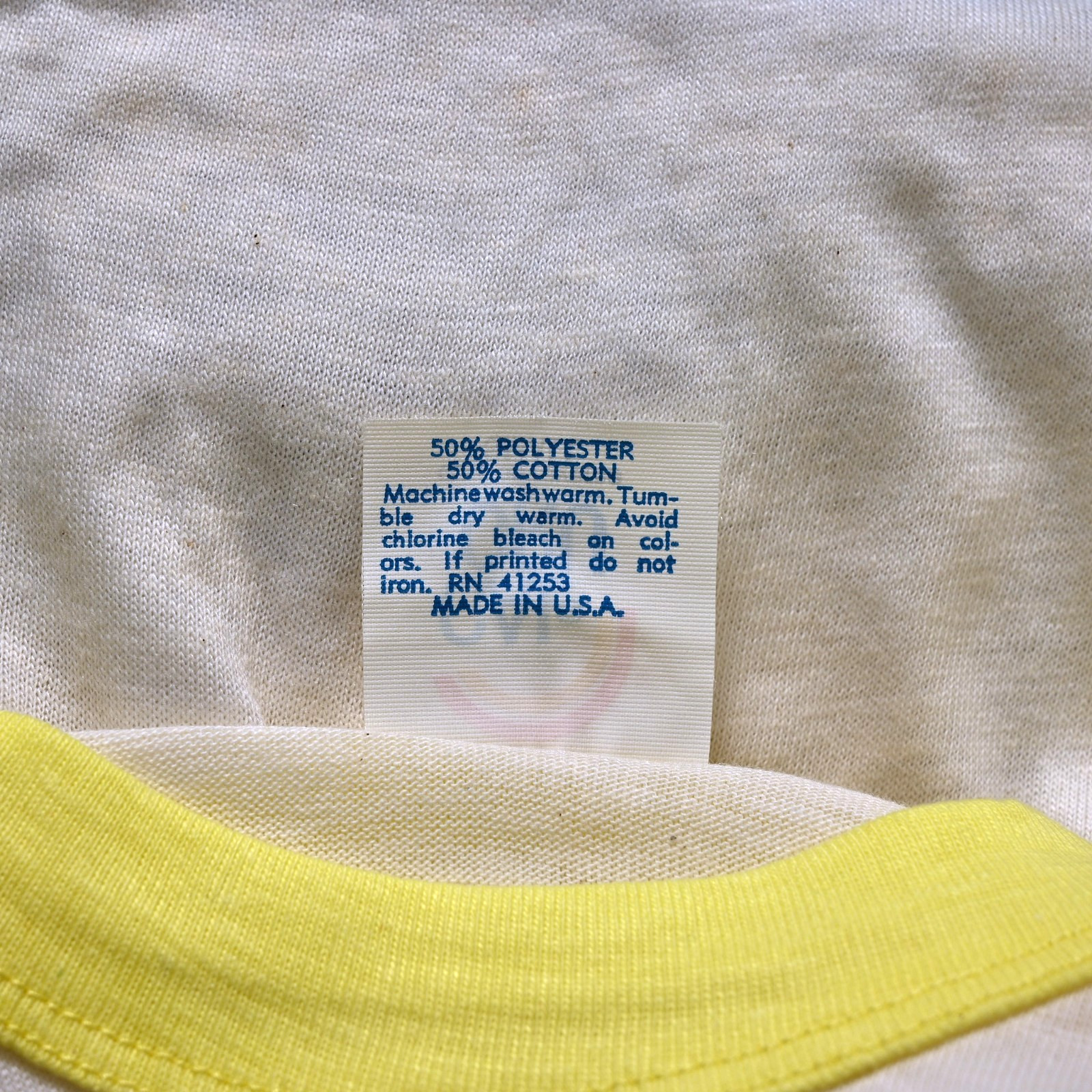 Vintage 80s Cal Cru Bright Yellow Sleeve Baseball T-Shirt Unisex S NOS