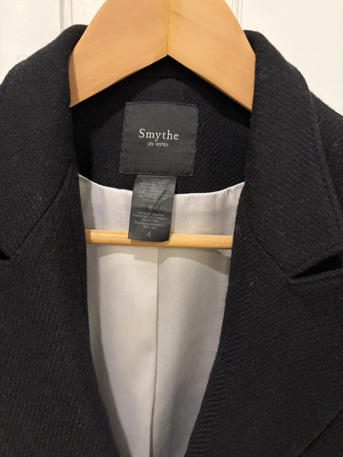 Smythe Les Vestes Black Wool Lined Blazer Jacket Gold Buttons Womens 4
