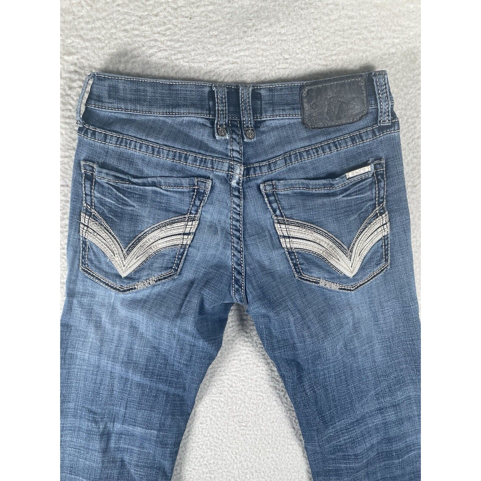 Salvage Buckle Mayhem Jeans Mens 29R 30×30 Blue Denim Distressed Boot Cut Y2K