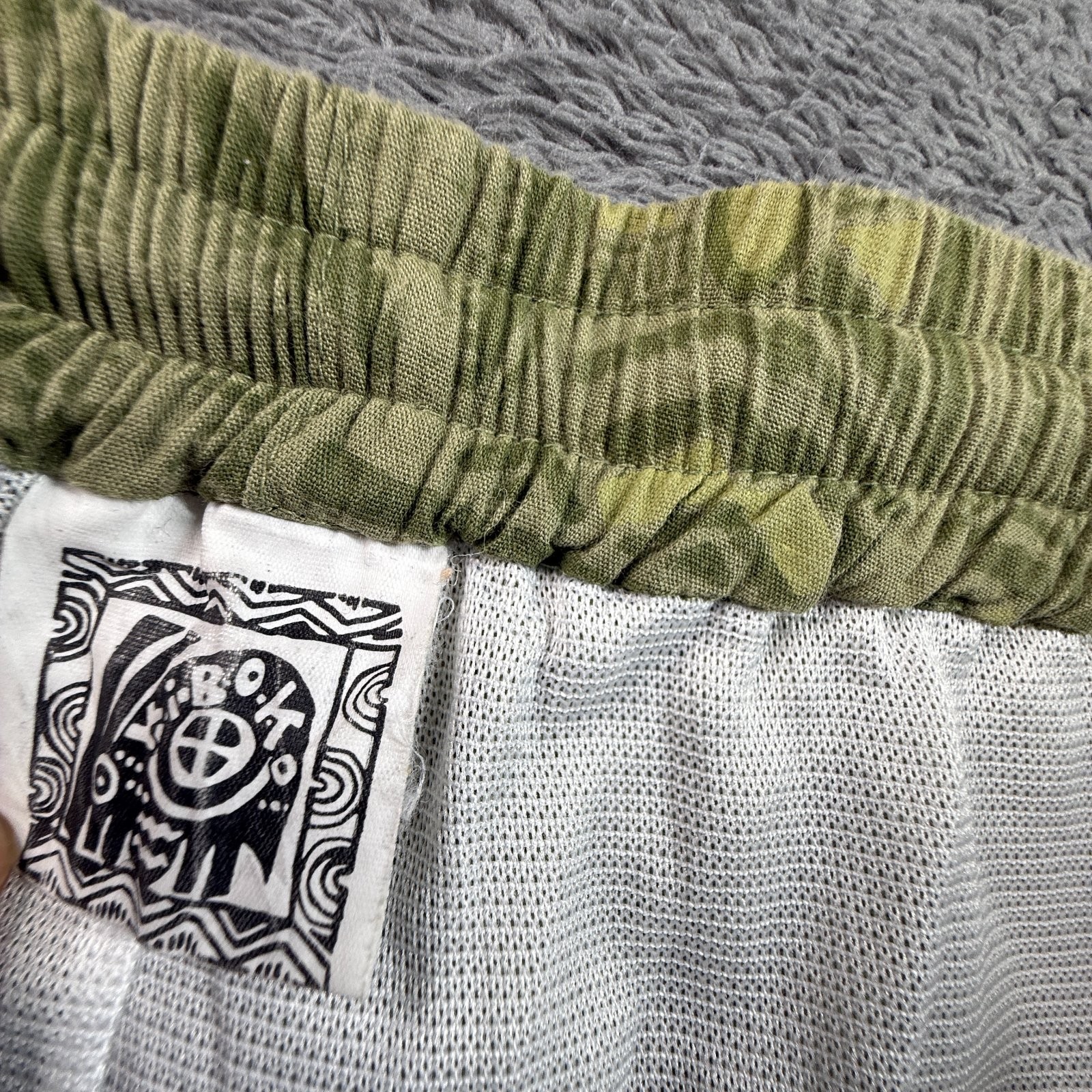 Kibo Ko Kenya Mens 34 Swim Shorts Trunks Green Tribal Print Lined Drawstring