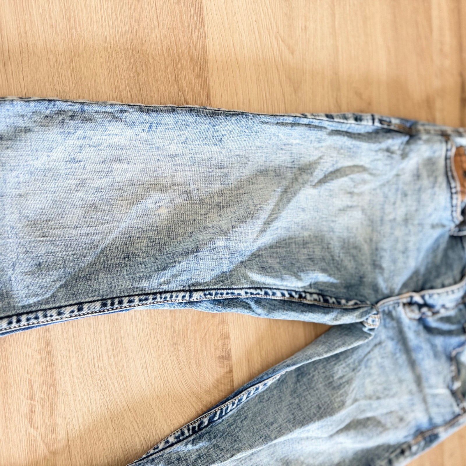 Cody James Men’s Light Wash Straight Leg Acid Wash Denim Jeans 31×32