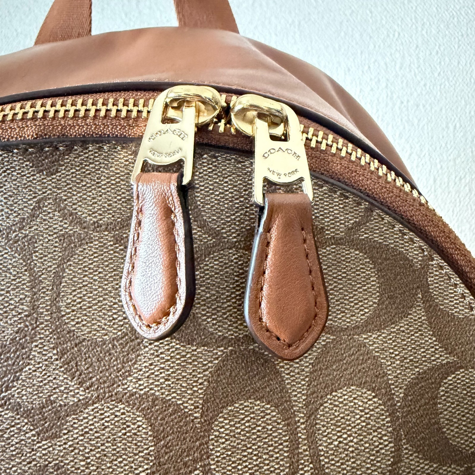 Coach Charlie Backpack Brown Signature Canvas Leather F58314 Travel Bag