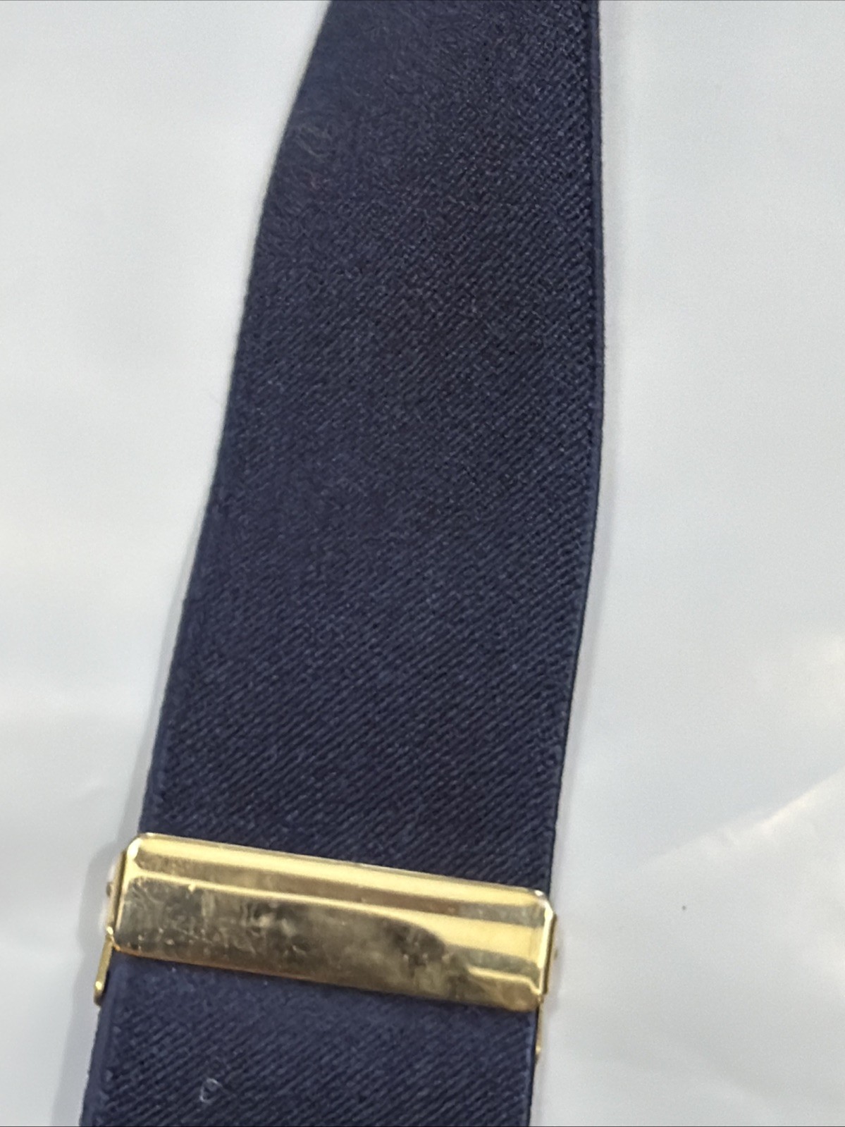 Vintage CAS W Germany BLUE Suspenders BROWN Leather Button Tab Braces Y strap OS