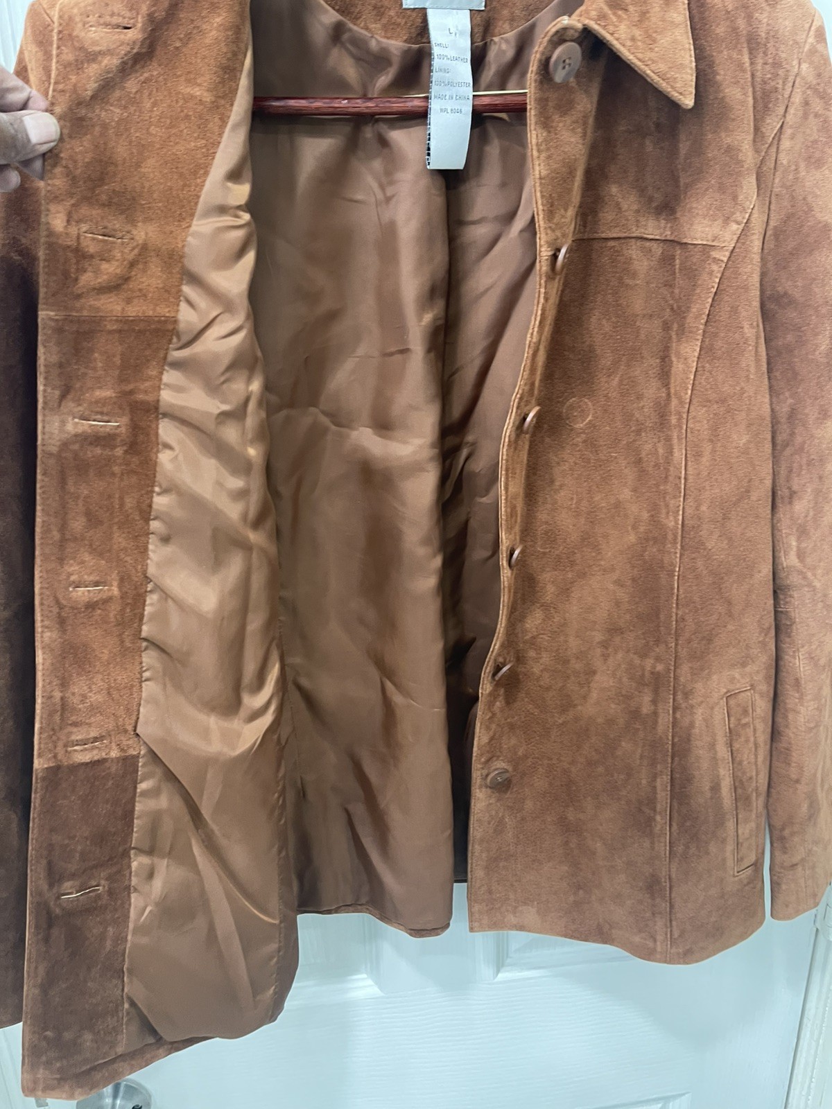 Style & Co. Collection brown 100% leather suede jacket with pockets – size L