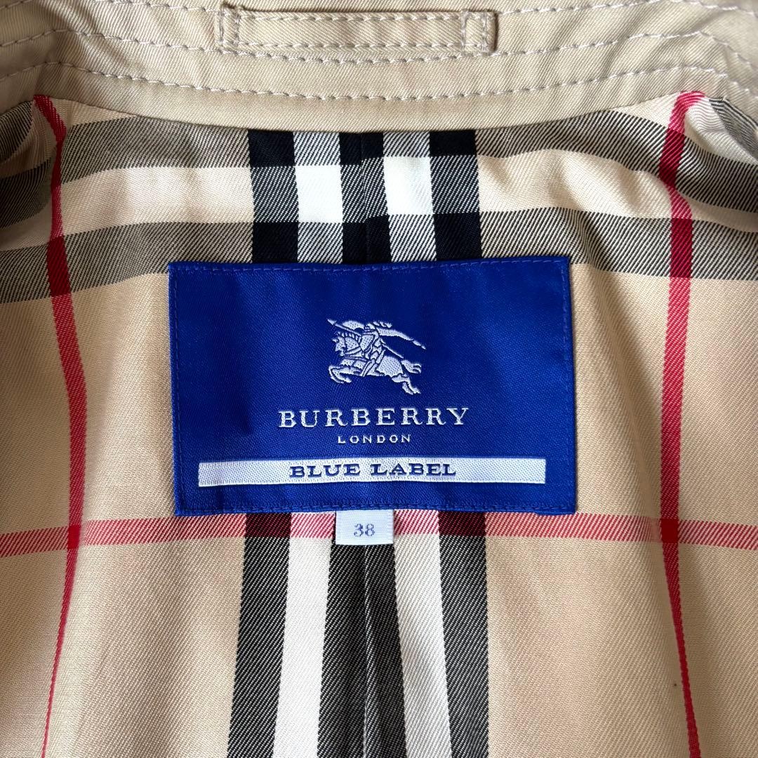 Burberry Blue Label Trench Coat Long Mega Check Belt