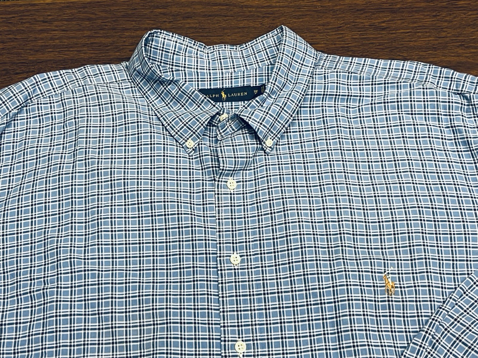 RALPH LAUREN mens 3XB BIG shirt long sleeve 100% Cotton check chest= 64 inches