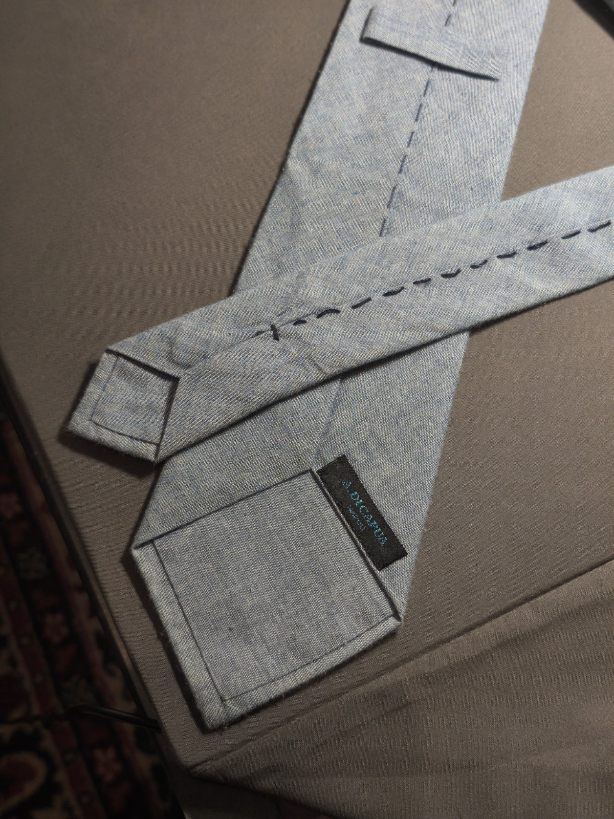 A. Di Capua Napoli – Solid Blue Cotton Tailored Tie