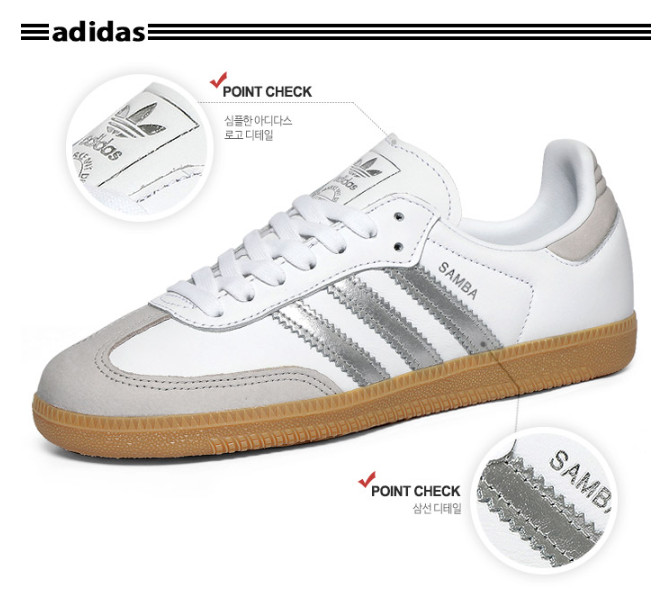adidas Samba OG White Silver Metallic Womens Sneakers ✅Multiple Sizes