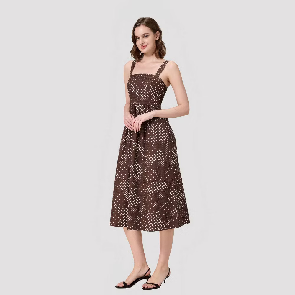 Women Poplin Fit and Flare Midi A-Line Dress – A New Day