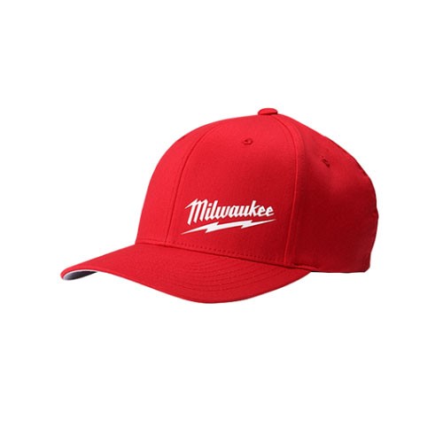 Milwaukee 504R-LXL FLEXFIT Fitted Hat Red L-XL Cotton Polyester