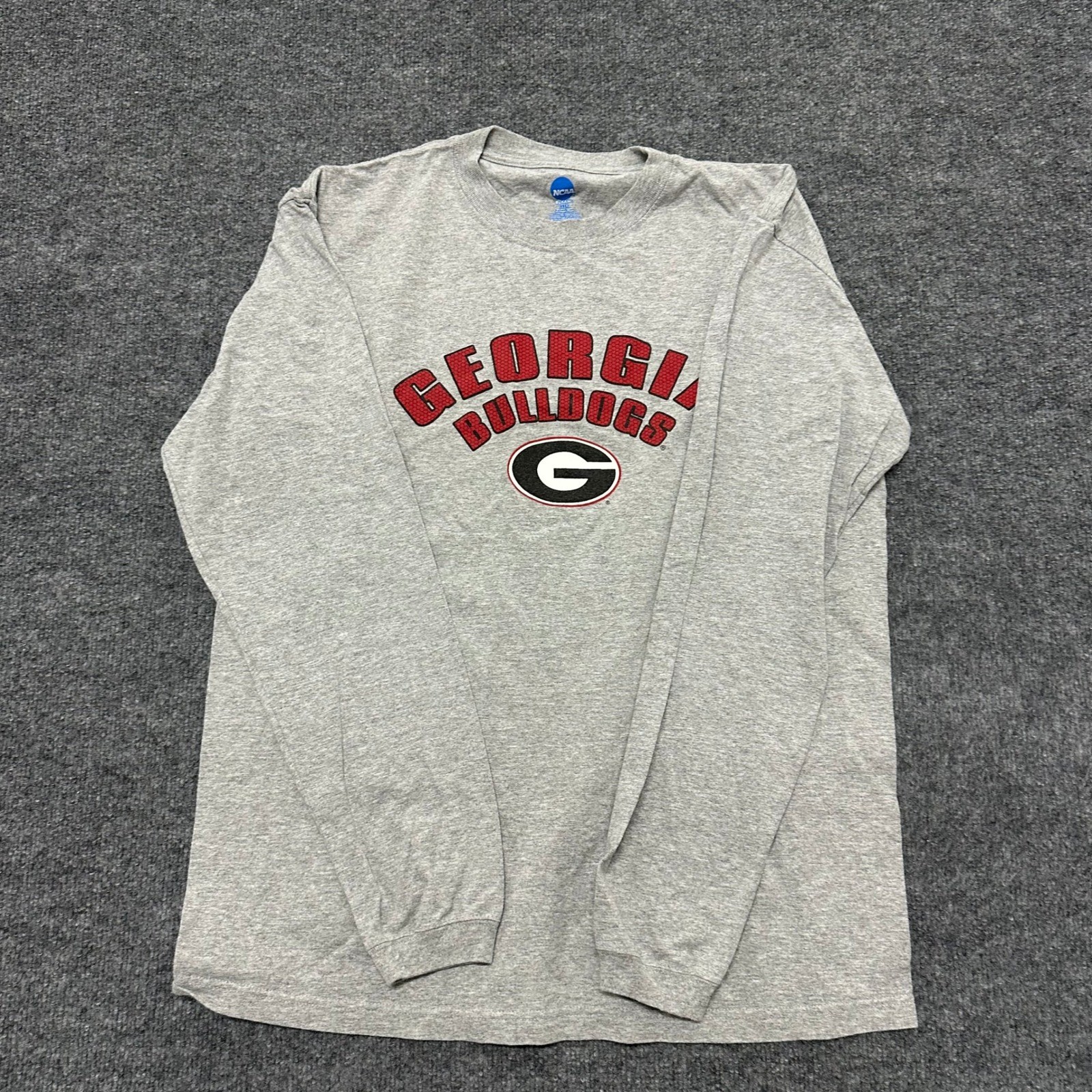 NCAA Shirt Mens Large Gray Georgia Bulldogs Long Sleeve Graphic Tee Crew Neck