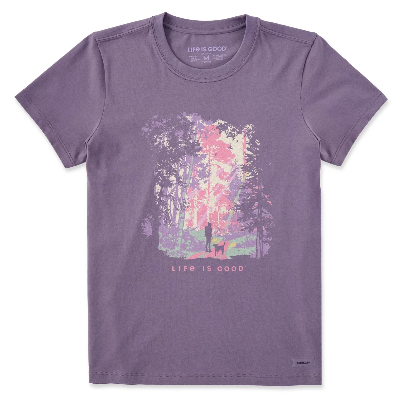 Life Is Good SS Shirt Crusher Tee HIKER SUNBEAMS WOODS Jackie Dog Womens XL