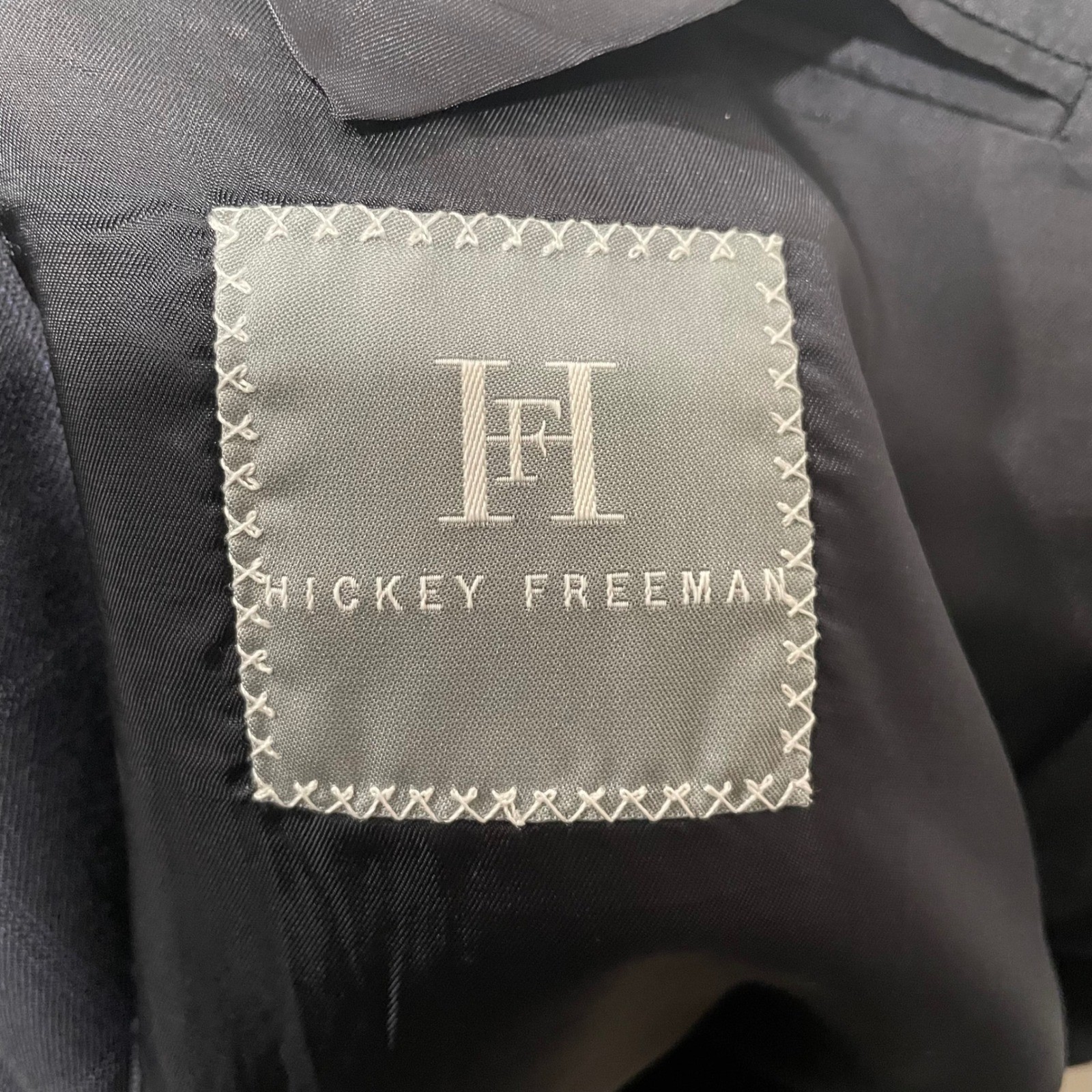 Hickey Freeman Madison Suit 42 Long Charcoal Windowpane Worsted Wool Mens 34×31