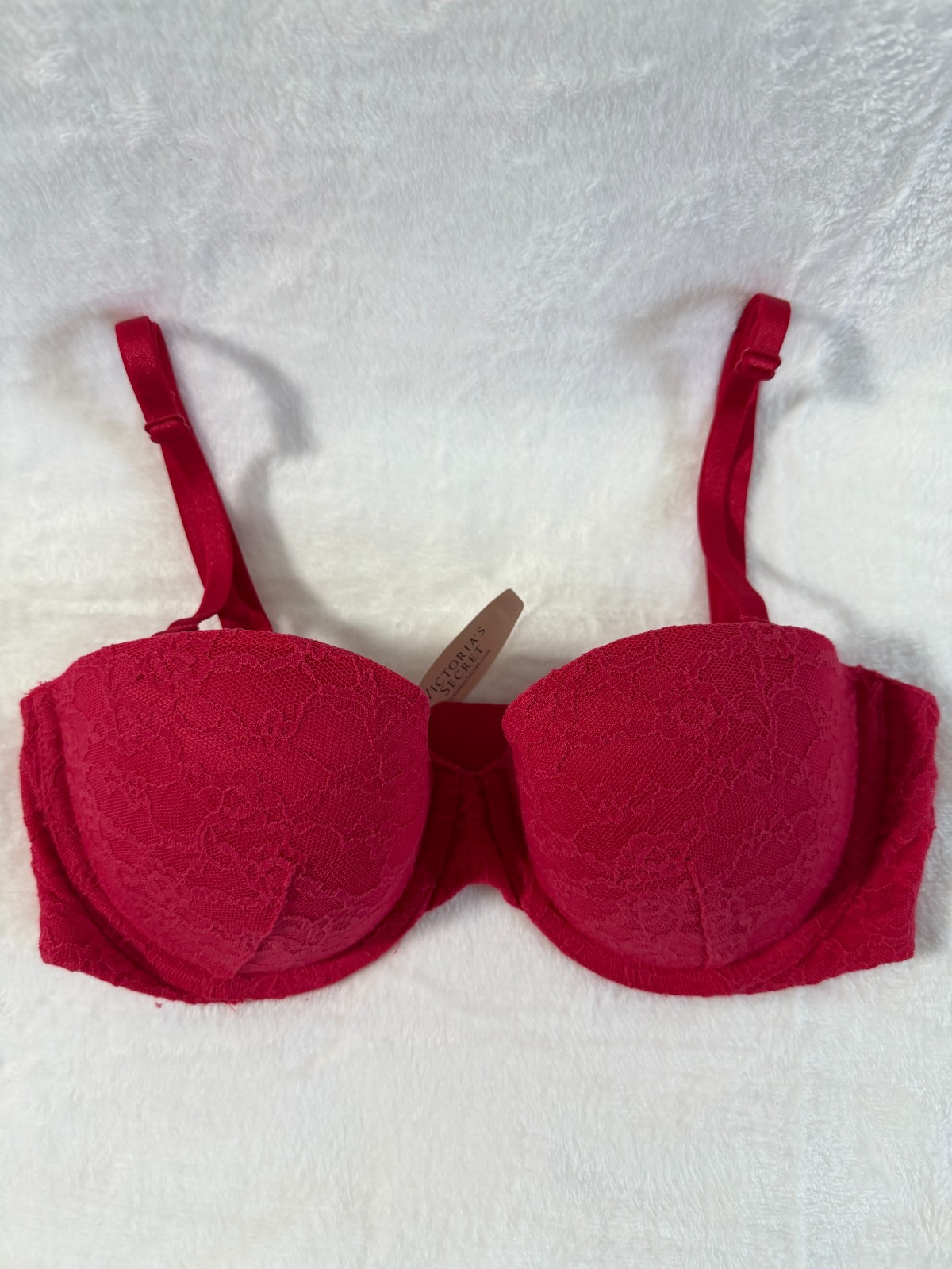 Victoria Secret Multi-Way Mild Push Up Watermelon Pink Allover Lace Bra 32C NWT
